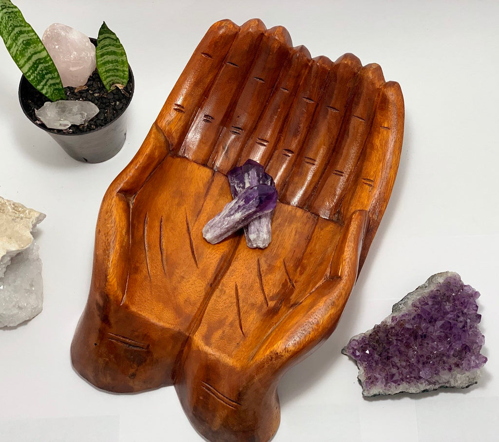 Extra Large Wood Carved Praying Hand Bowl