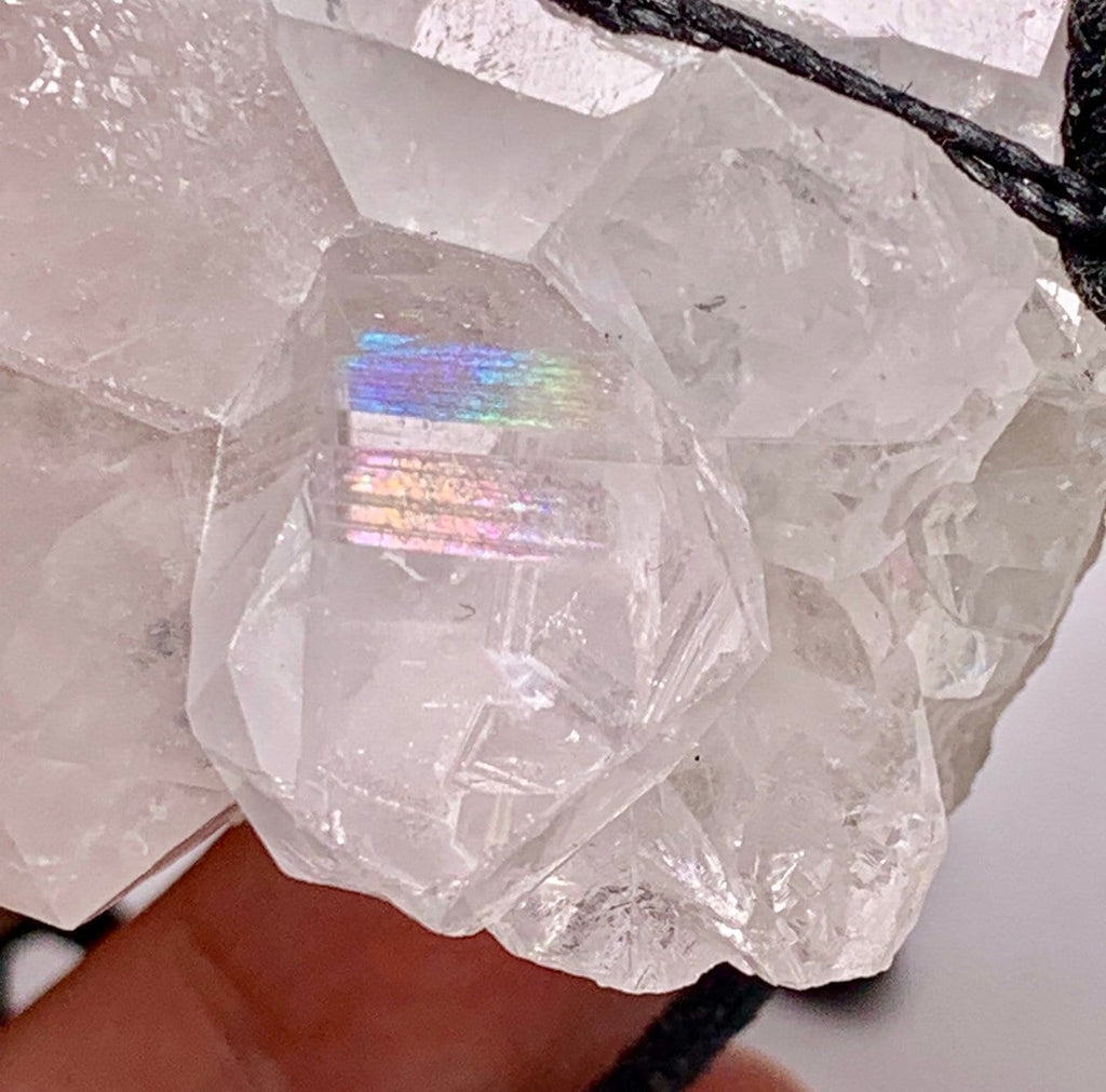 Clear Quartz Cluster Cord Necklace - Metaphysical Crystal Jewelry