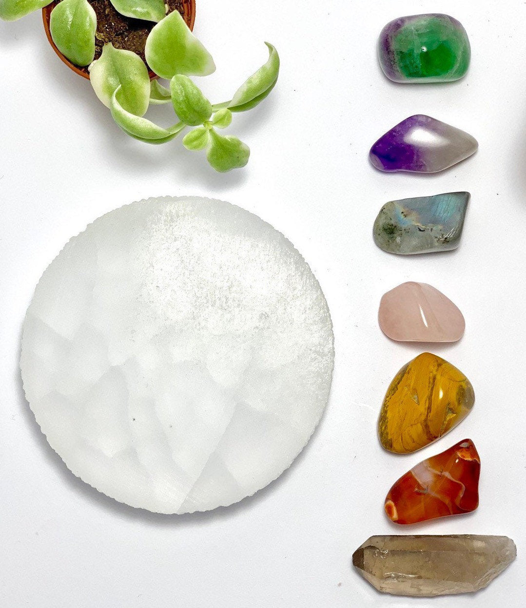 Chakra Stone Set with Selenite Charging Station