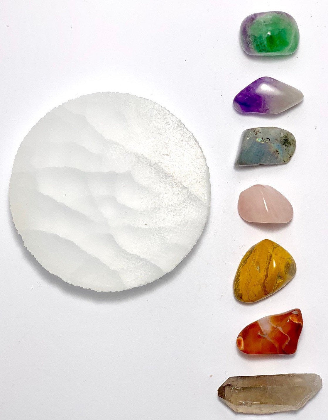 Chakra Stone Set with Selenite Charging Station