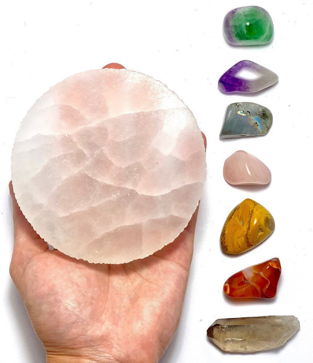 Chakra Stone Set with Selenite Charging Station
