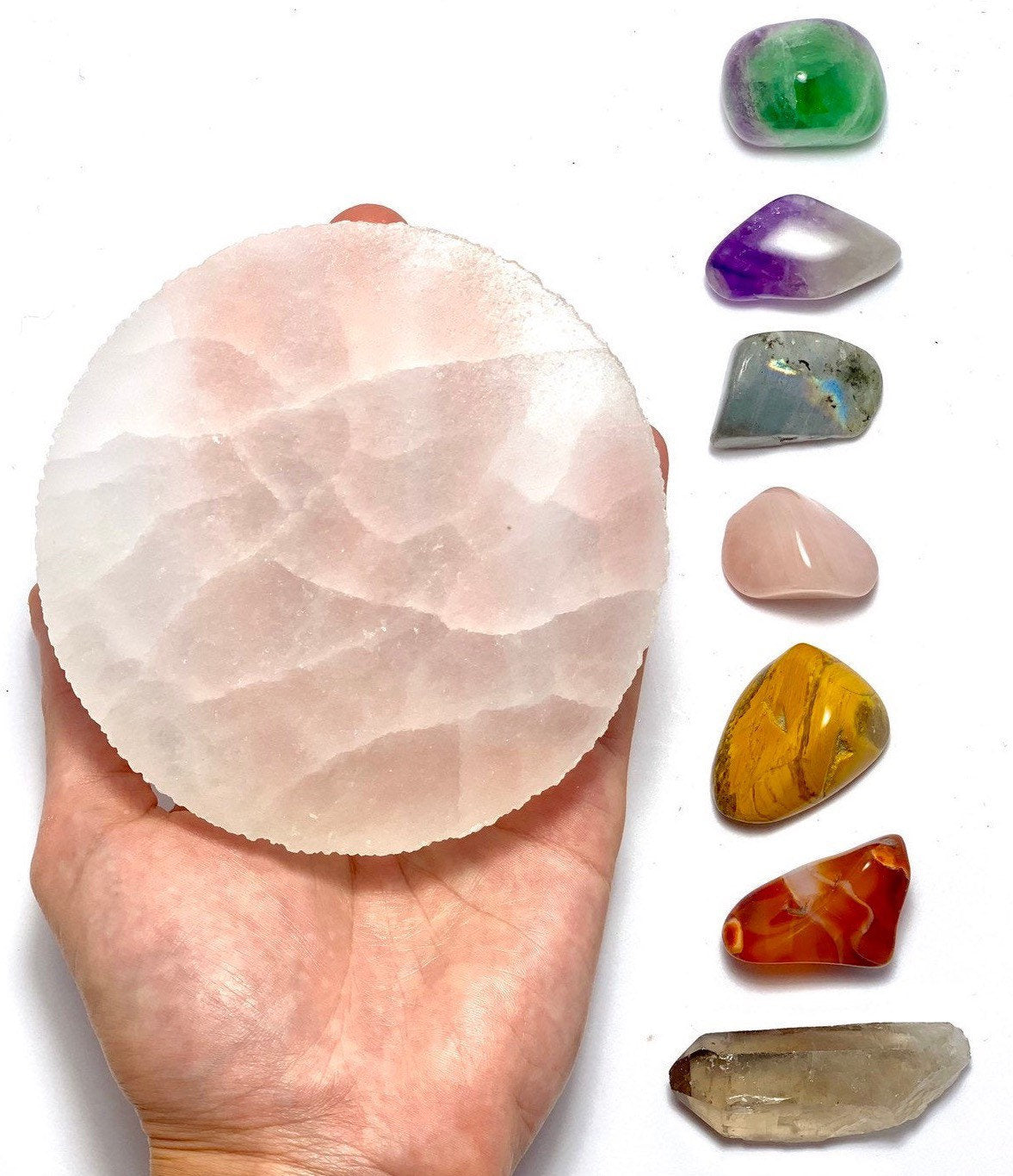 Chakra Stone Set with Selenite Charging Station