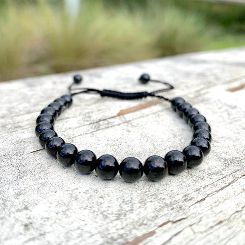 Black Tourmaline Crystal Bracelet: Personalized, 6mm, 8mm and 10mm Beads