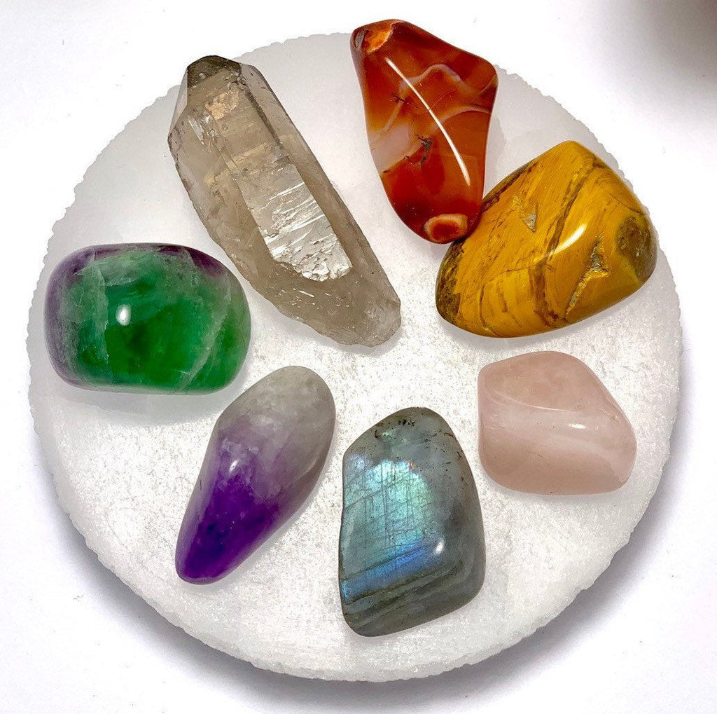 Chakra Stone Set with Selenite Charging Station