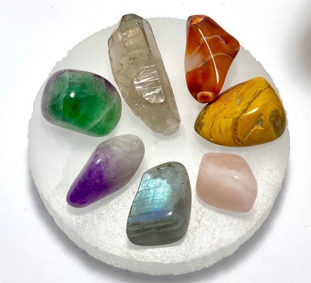 Chakra Stone Set with Selenite Charging Station
