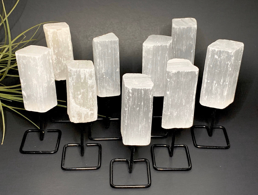 Selenite Crystal Log on Stand