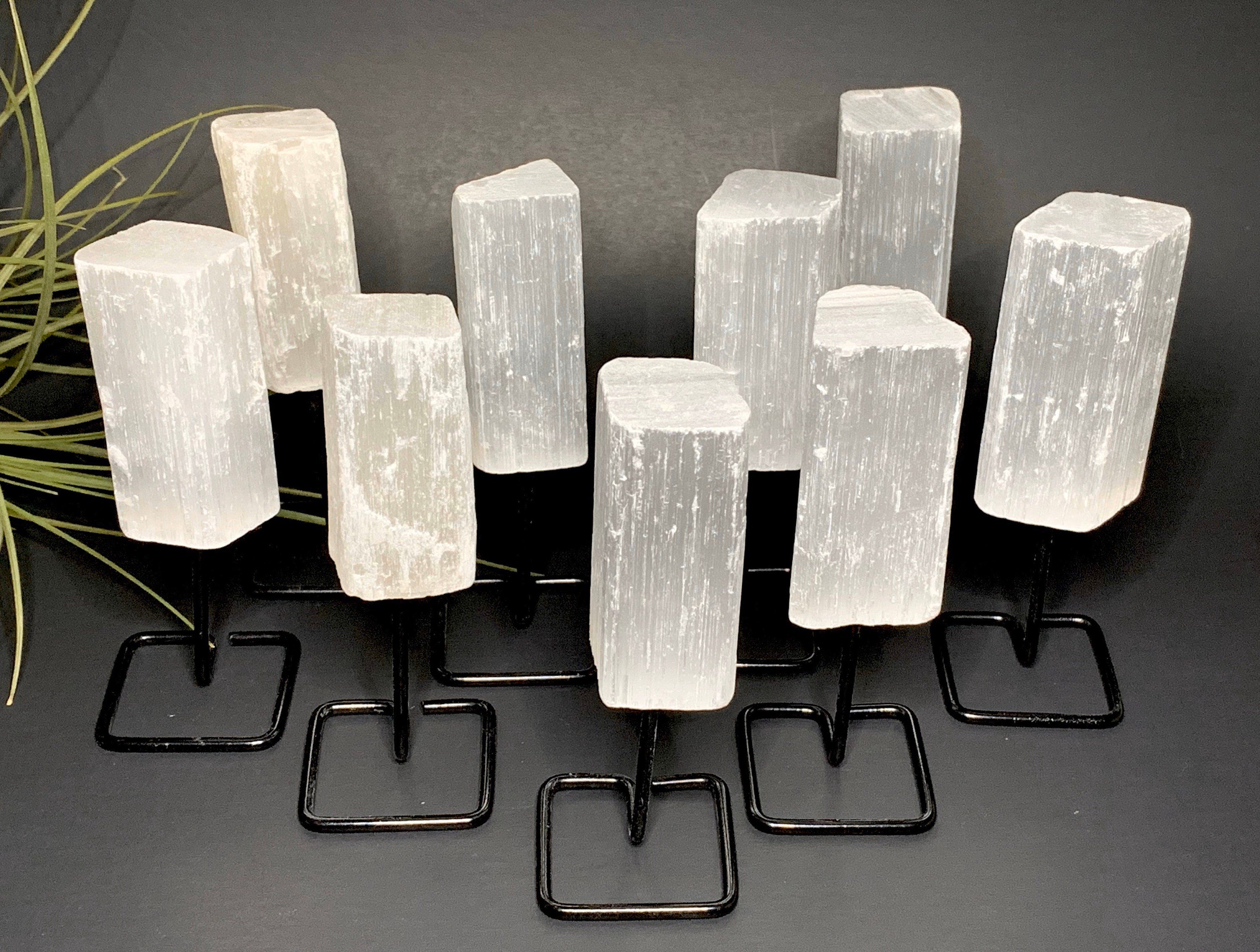Selenite Crystal Log on Stand
