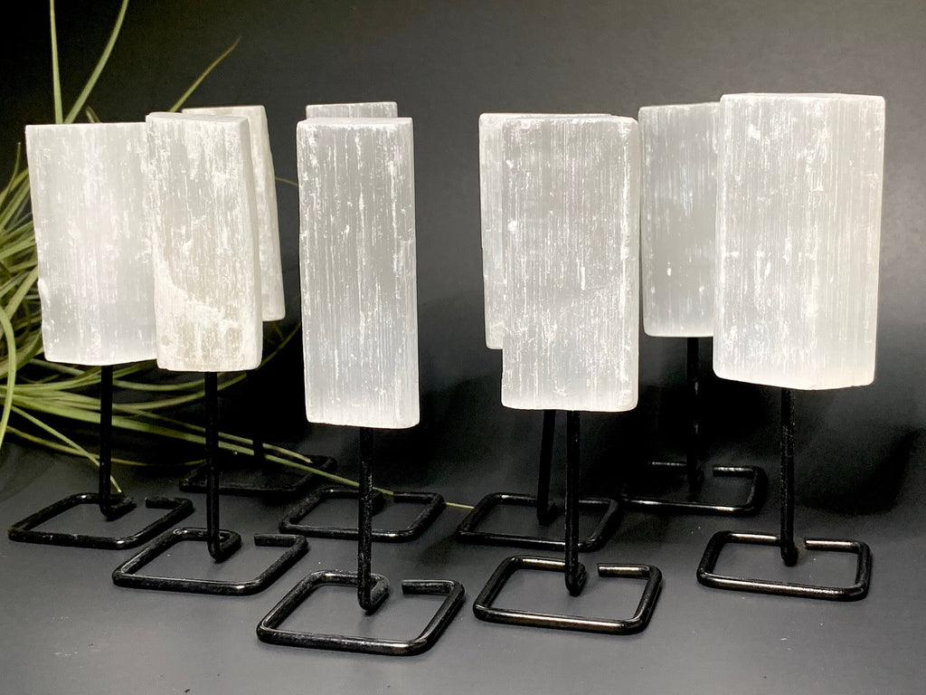 Selenite Crystal Log on Stand