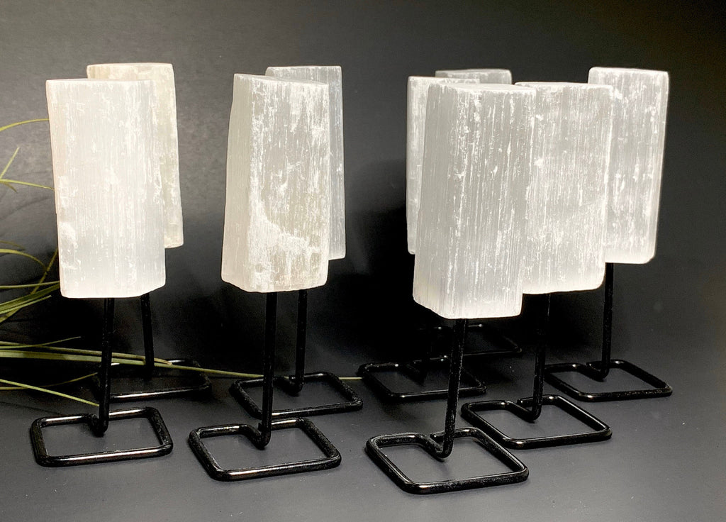 Selenite Crystal Log on Stand