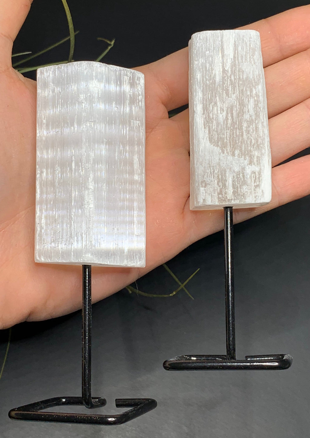 Selenite Crystal Log on Stand