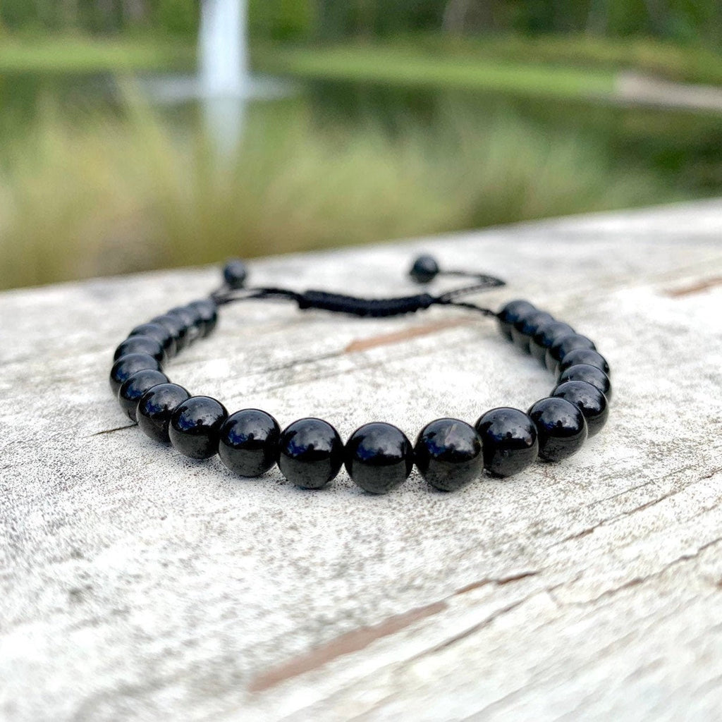 Black Tourmaline Crystal Bracelet: Personalized, 6mm, 8mm and 10mm Beads