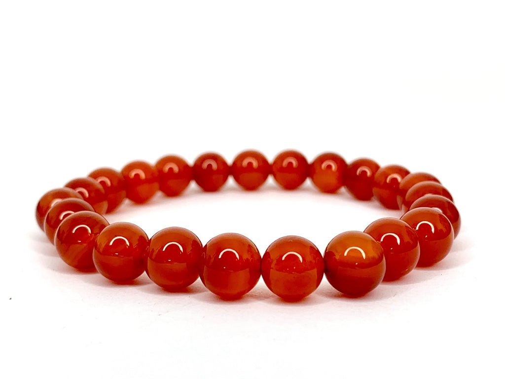 Red Agate Crystal Bracelet: Gemstone Beaded Stretch Bracelet