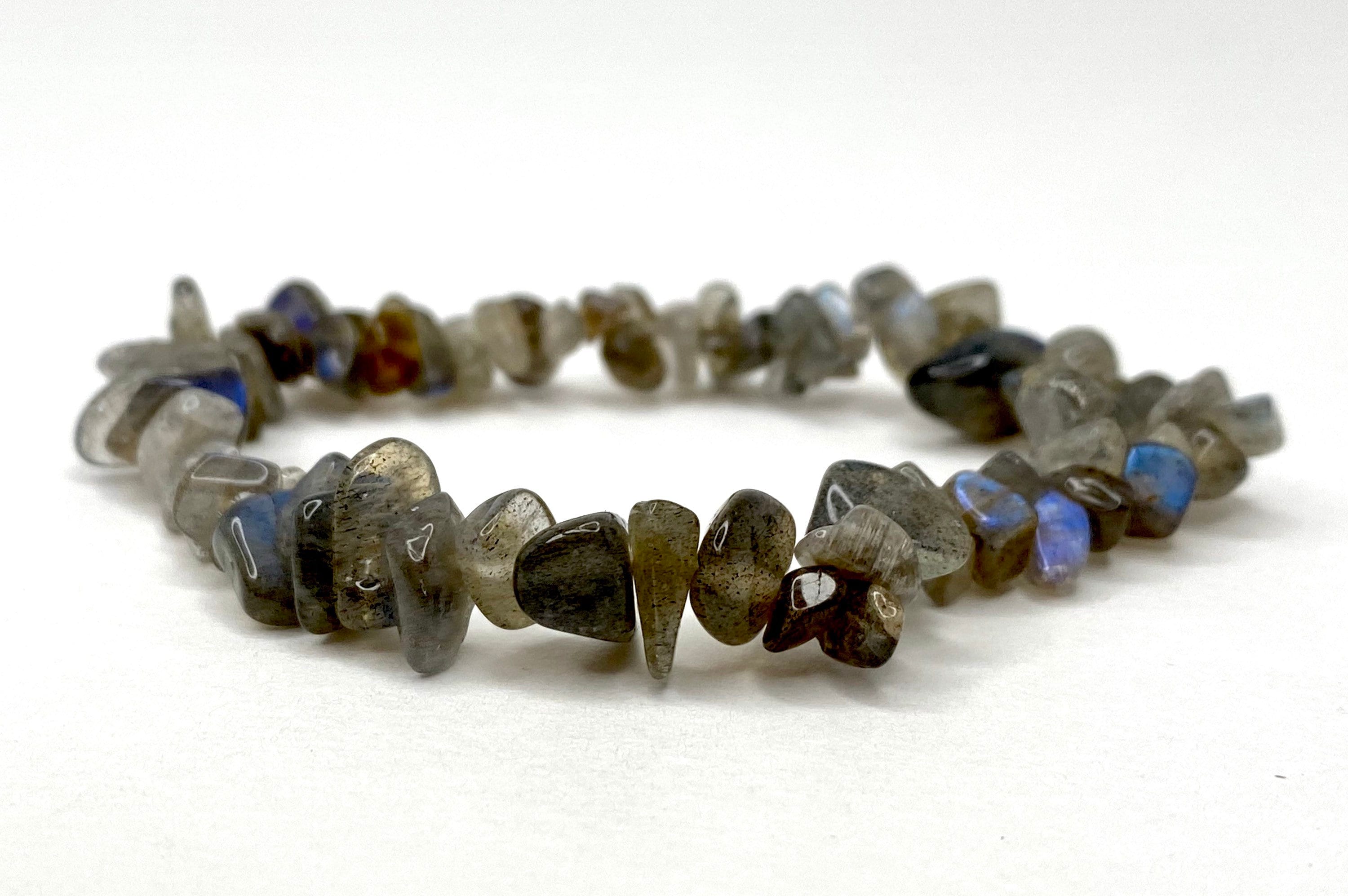 Labradorite Crystal Chip Bracelet: Metaphysical Gemstone Stretch Bracelet