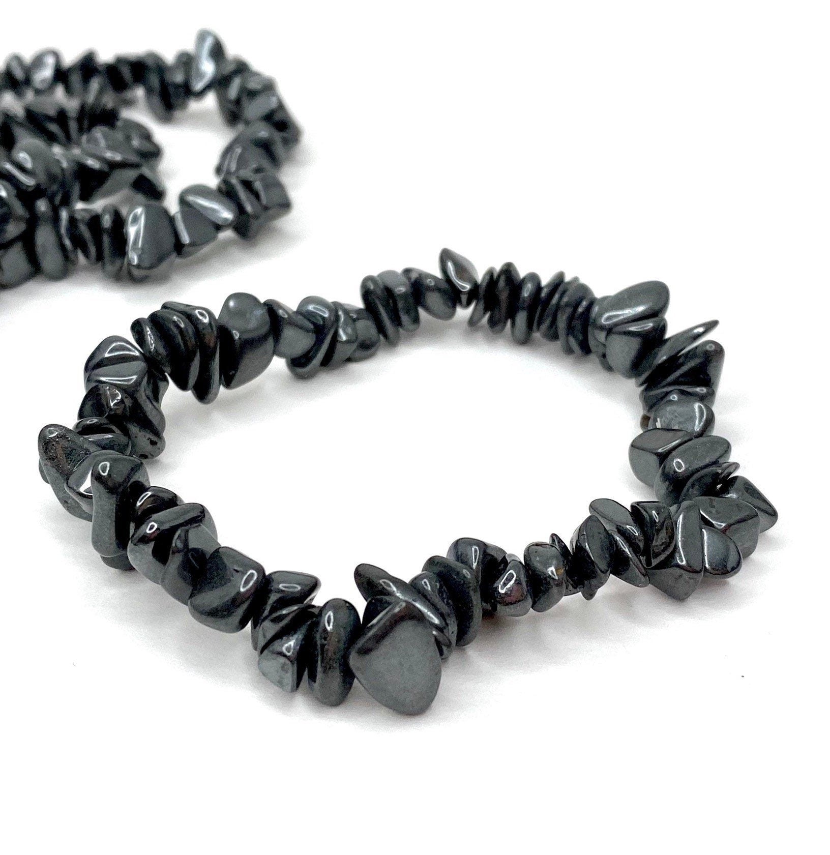 Hematite Chip Bracelet: Gemstone Beaded Stretch Bracelet