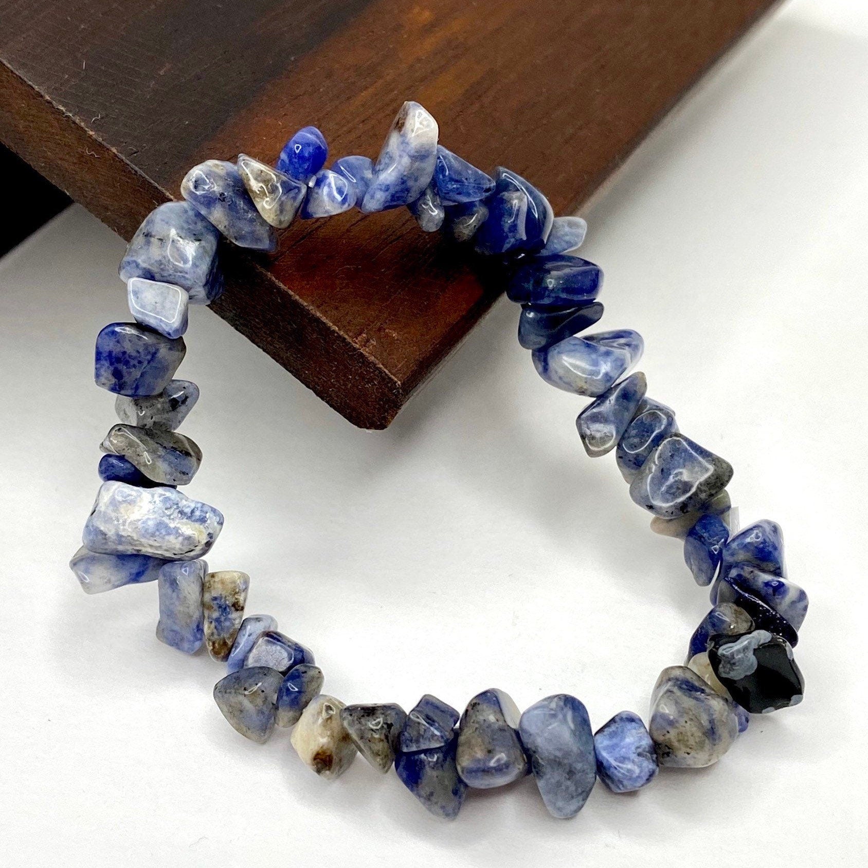 Sodalite Crystal Chips Bracelet: Handmade Gemstone Beaded Bracelet