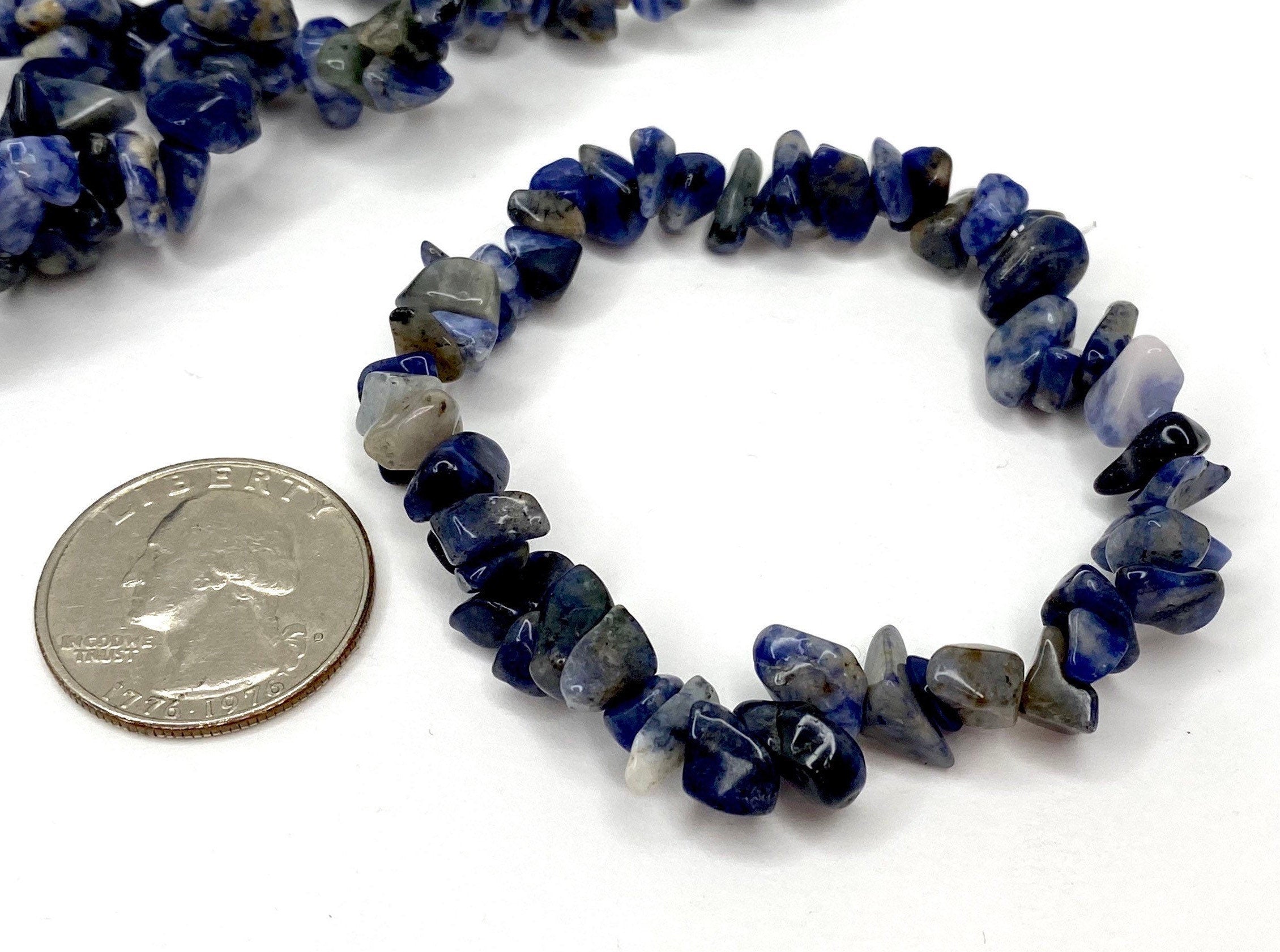 Sodalite Crystal Chips Bracelet: Handmade Gemstone Beaded Bracelet
