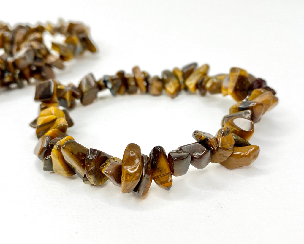 Tiger Eye Crystal Chip Bracelet: Beaded Gemstone Stretch Bracelet