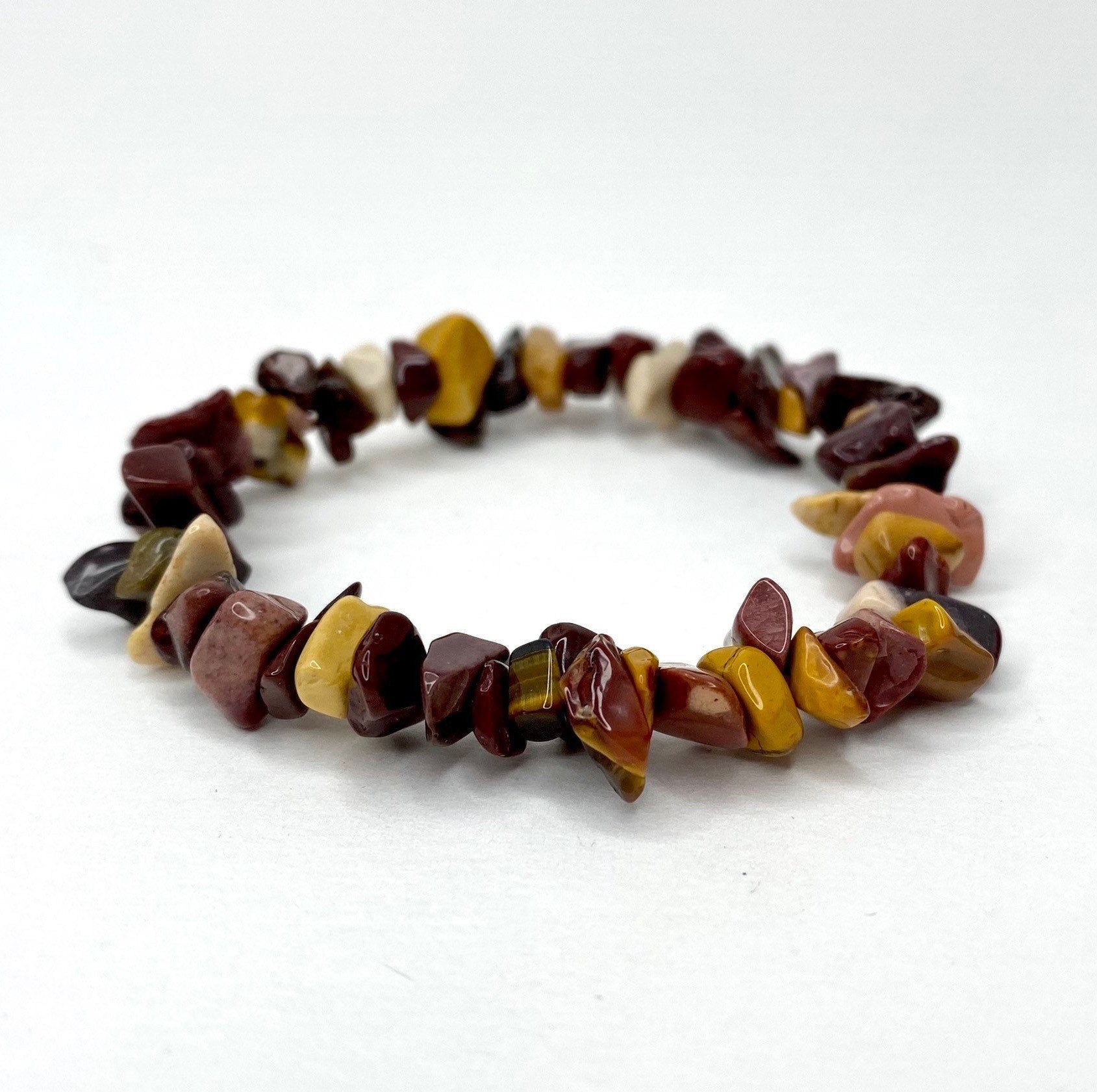 Mookaite Jasper Bracelet: Crystal Chip Gemstone Beaded Bracelet