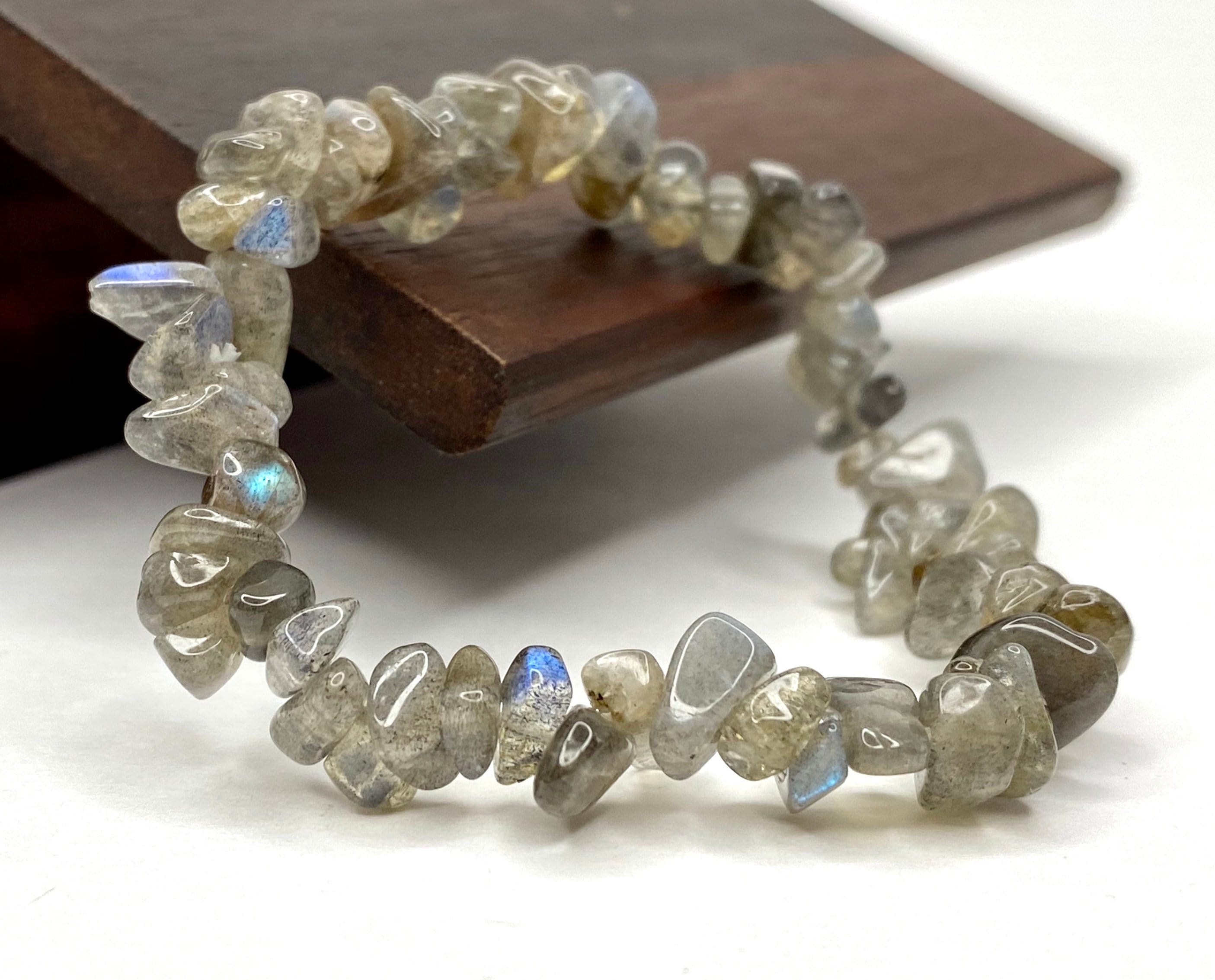 Labradorite Crystal Chip Bracelet: Metaphysical Gemstone Stretch Bracelet