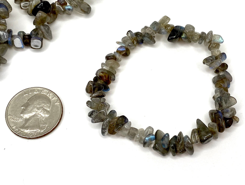 Labradorite Crystal Chip Bracelet: Metaphysical Gemstone Stretch Bracelet