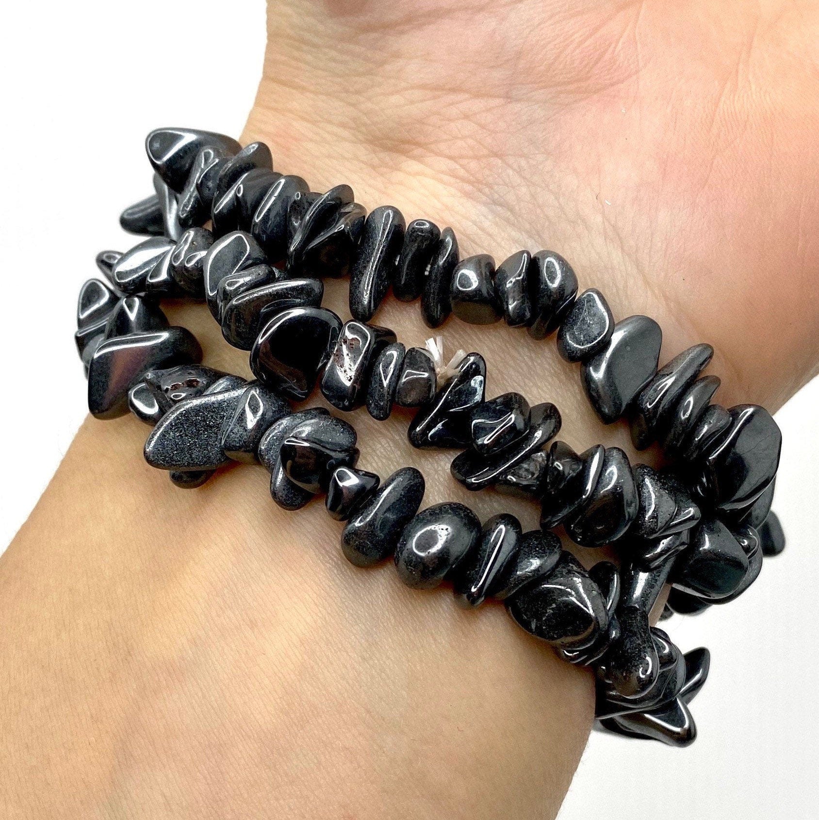 Hematite Chip Bracelet: Gemstone Beaded Stretch Bracelet