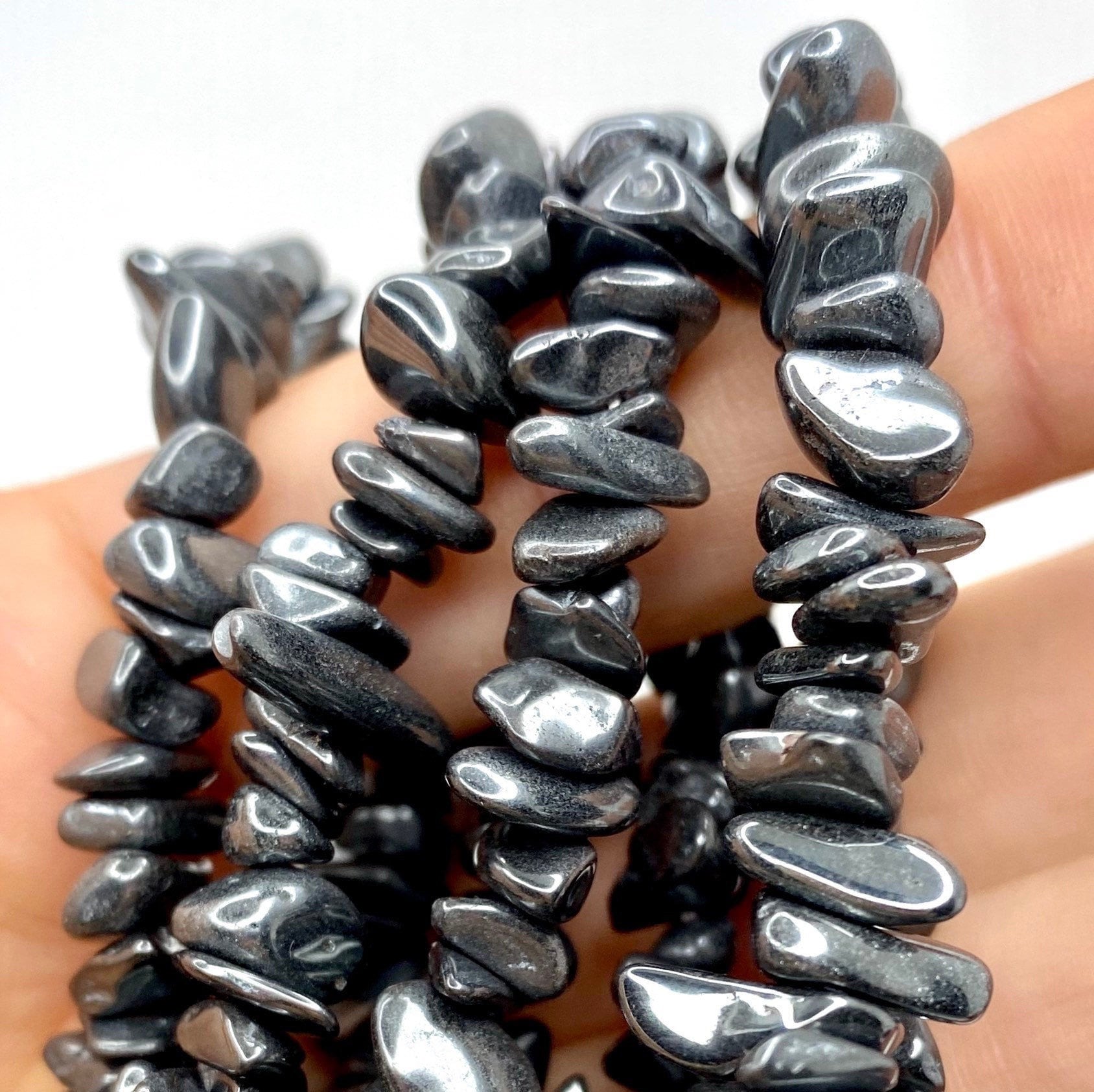 Hematite Chip Bracelet: Gemstone Beaded Stretch Bracelet