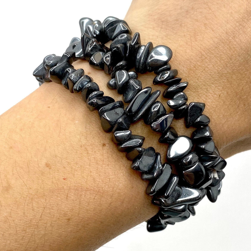 Hematite Chip Bracelet: Gemstone Beaded Stretch Bracelet