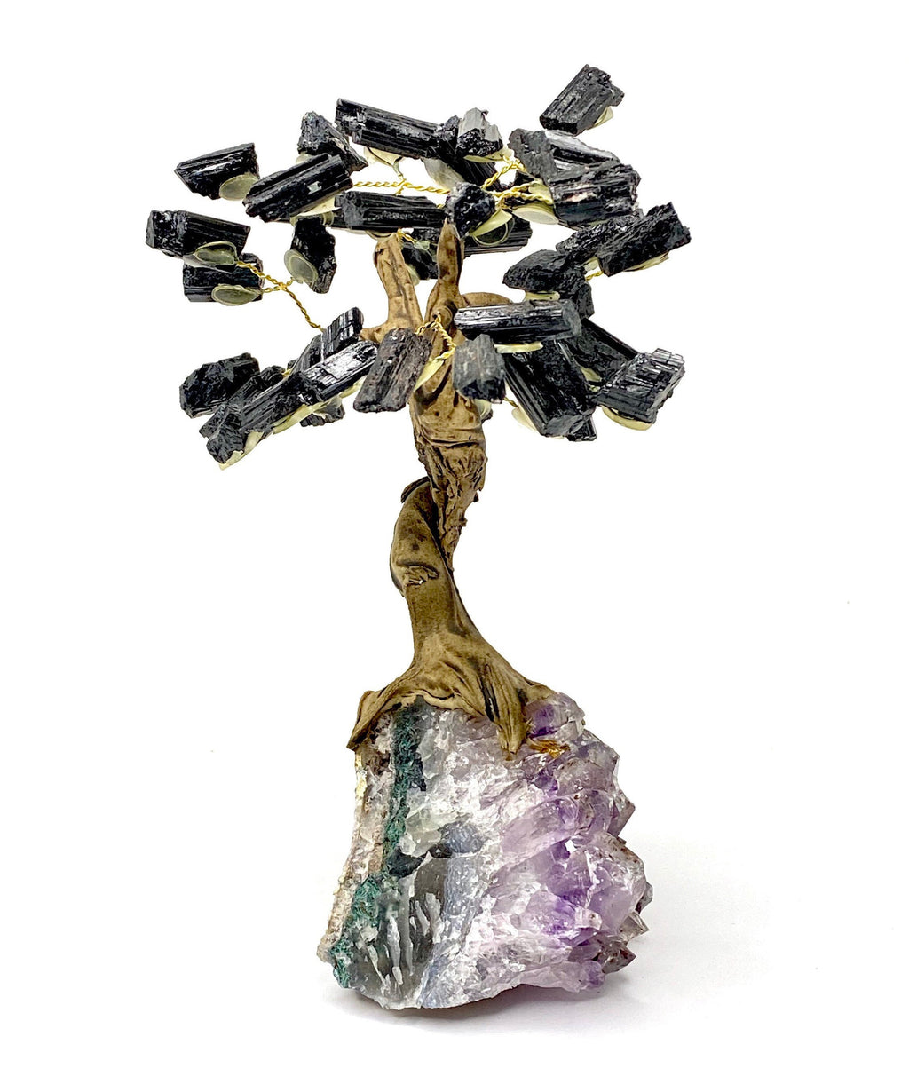 Black Tourmaline Bonsai Tree with Crystal Base: Crystal Healing