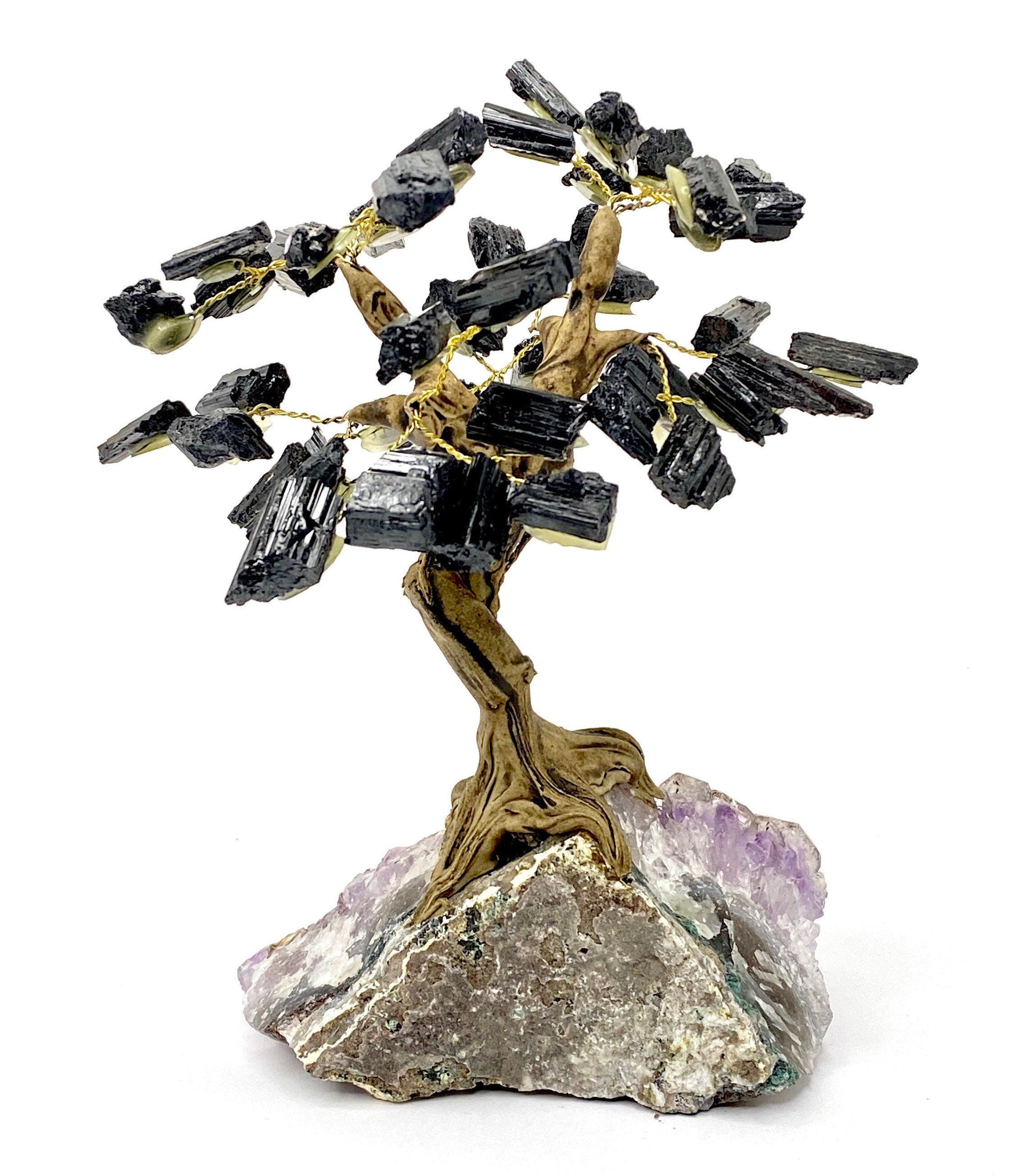 Black Tourmaline Bonsai Tree with Crystal Base: Crystal Healing