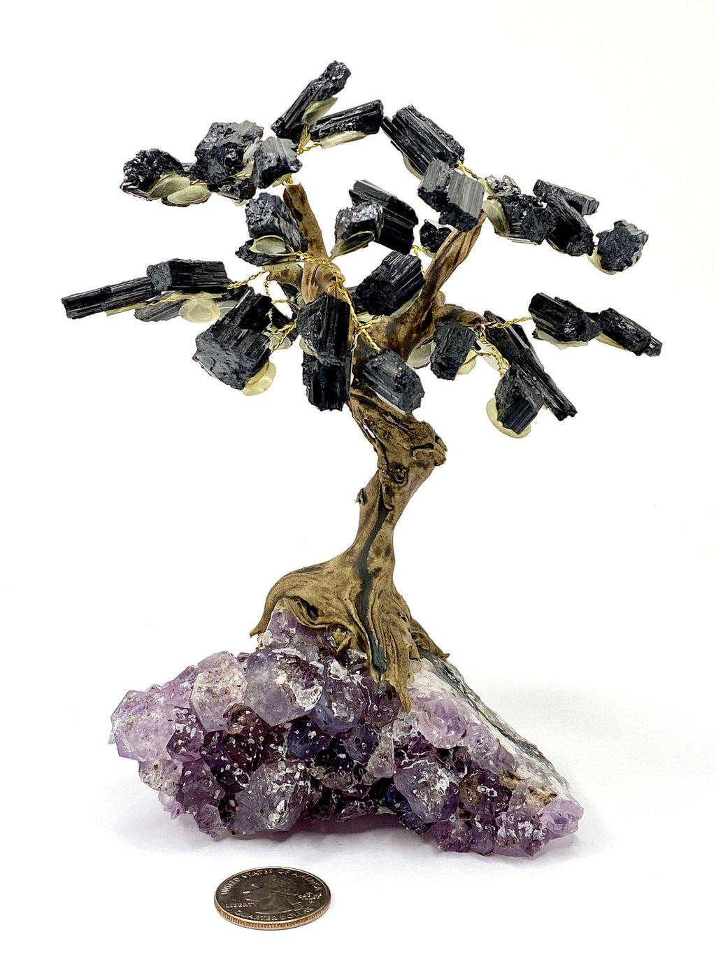 Black Tourmaline Bonsai Tree with Crystal Base: Crystal Healing