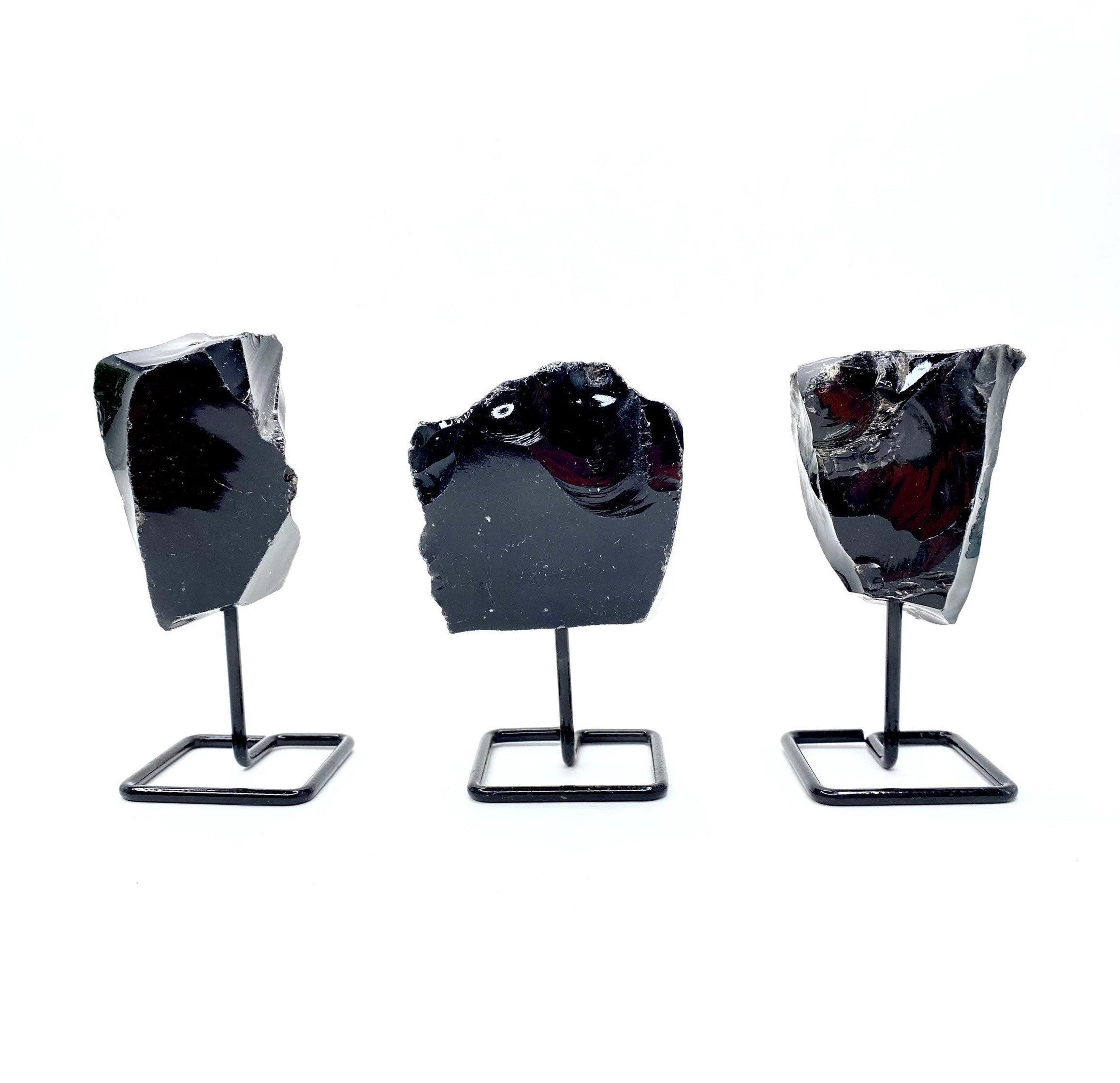 Black Obsidian on Metal Base