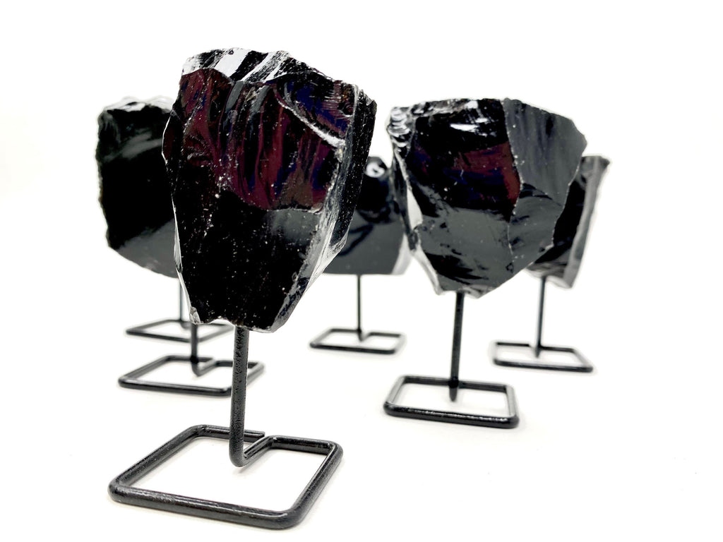 Black Obsidian on Metal Base