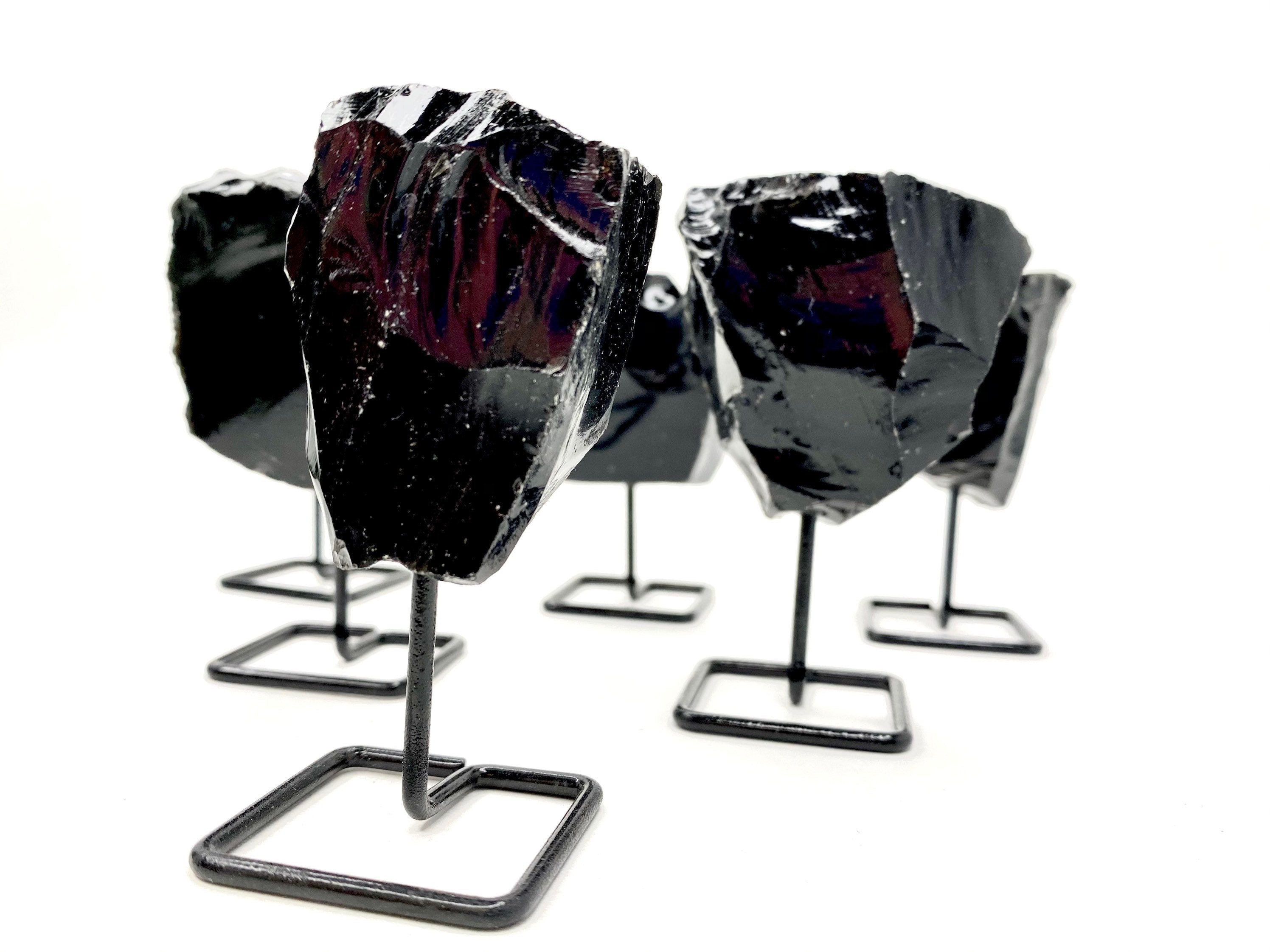 Black Obsidian on Metal Base