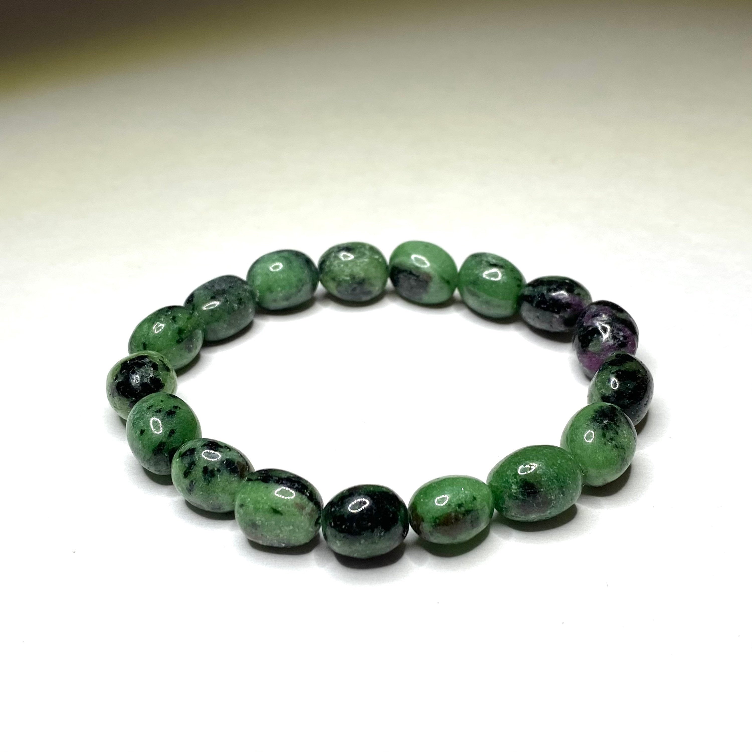 Ruby Zoisite Crystal Bracelet, Tumbled Gemstone Beaded Bracelet