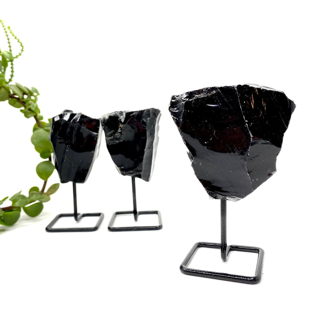 Black Obsidian on Metal Base