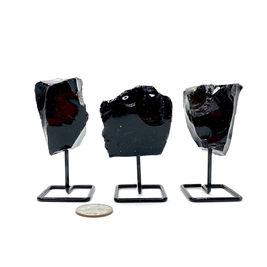 Black Obsidian on Metal Base