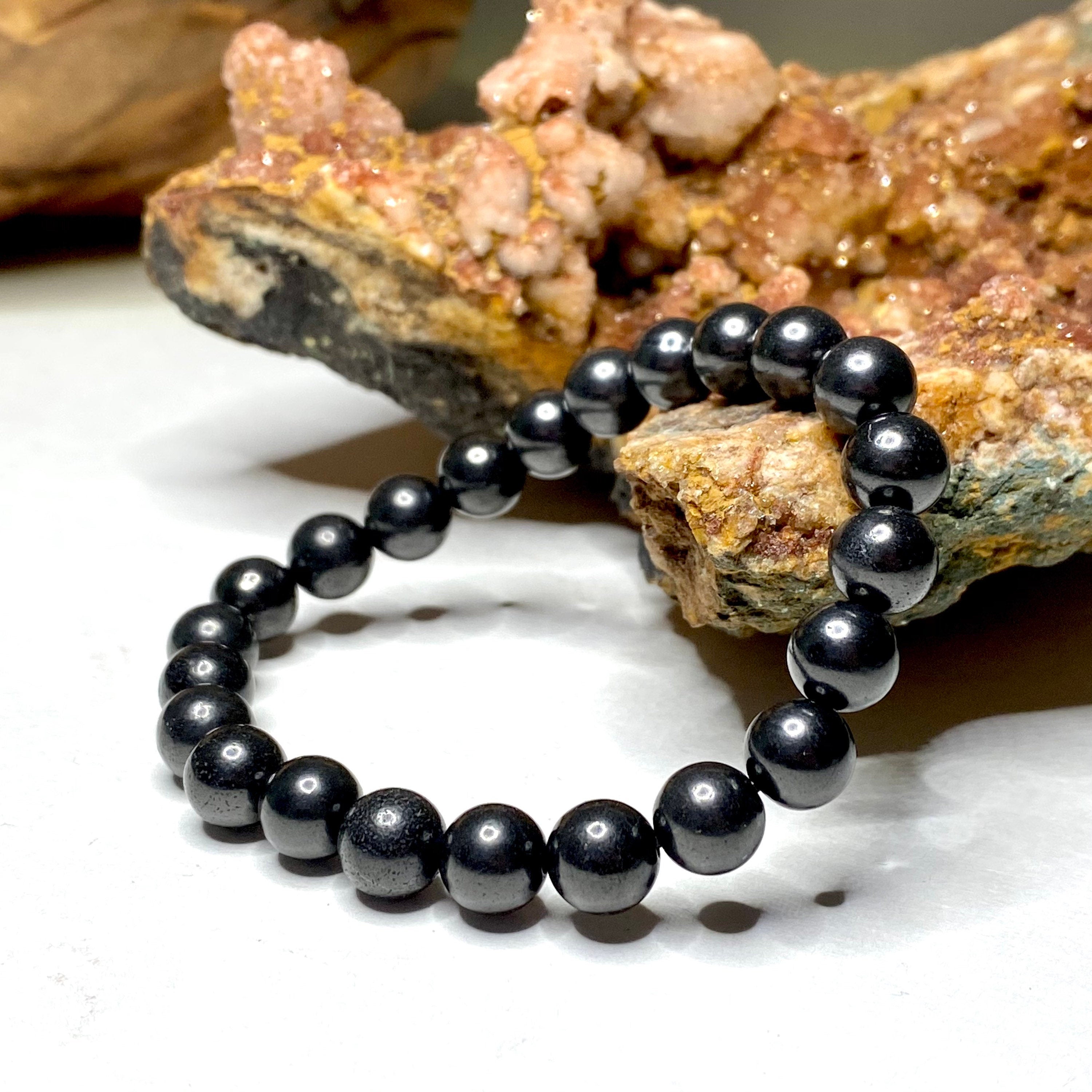 Shungite Crystal Bracelet: Handmade Gemstone Beaded Bracelet