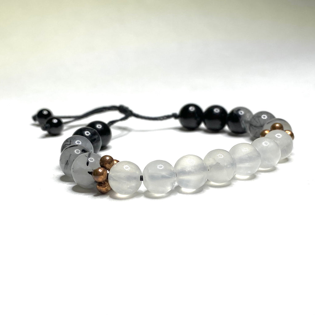 Black Tourmaline and Selenite Crystal Bracelet