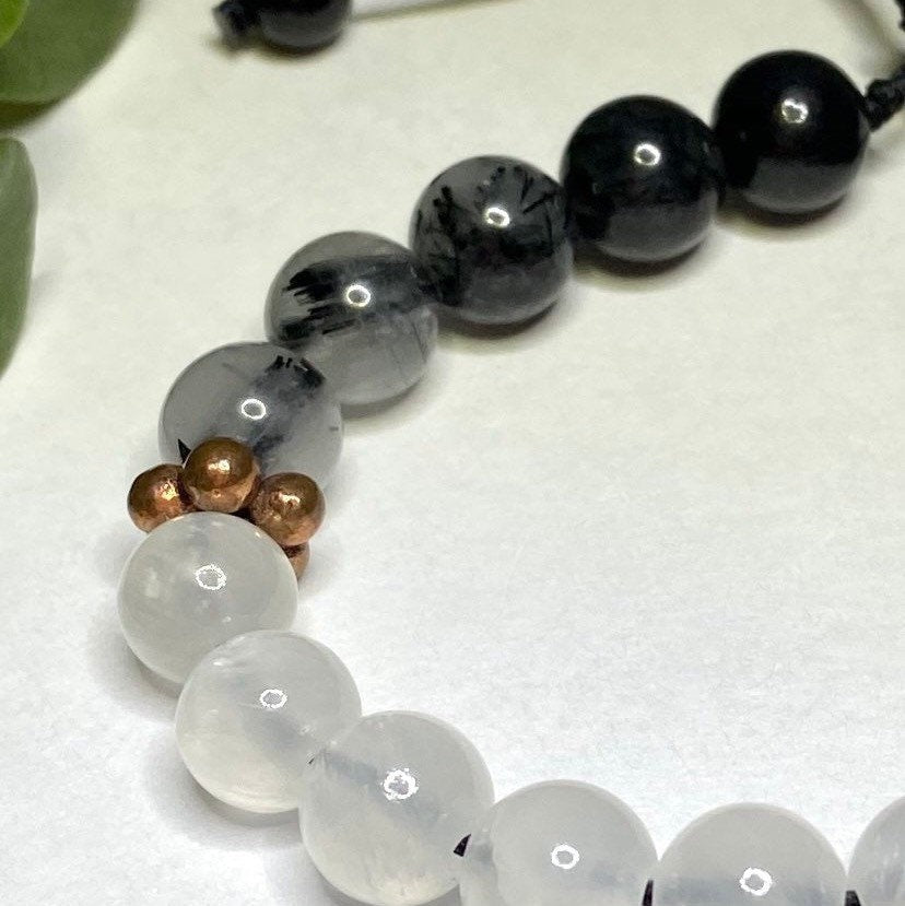 Black Tourmaline and Selenite Crystal Bracelet