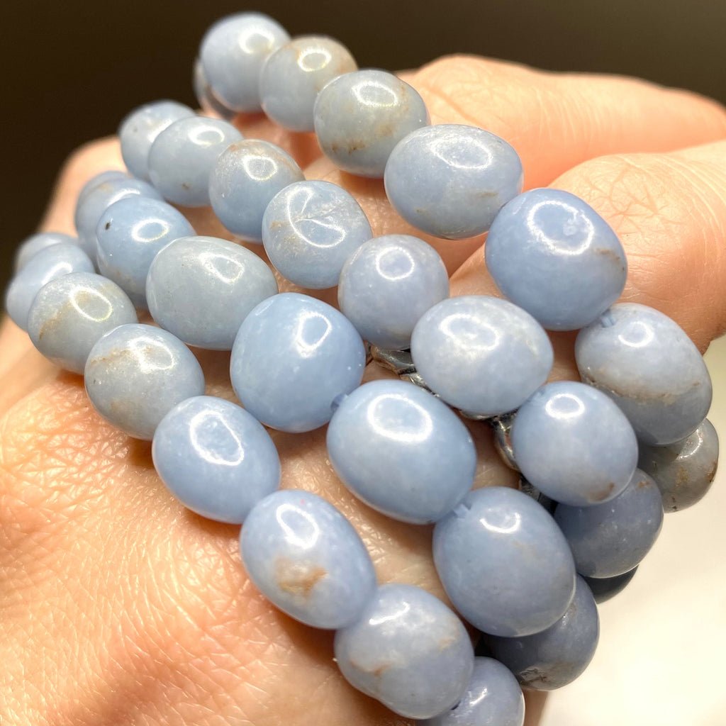 Angelite Crystal Bracelet: 8mm Handmade Tumbled Gemstone Bracelet