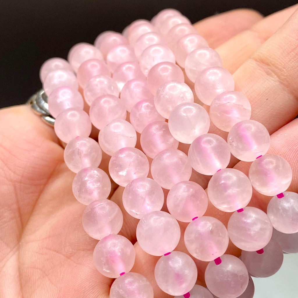 Rose Quartz Bracelet: 8mm Matte Gemstone Beads