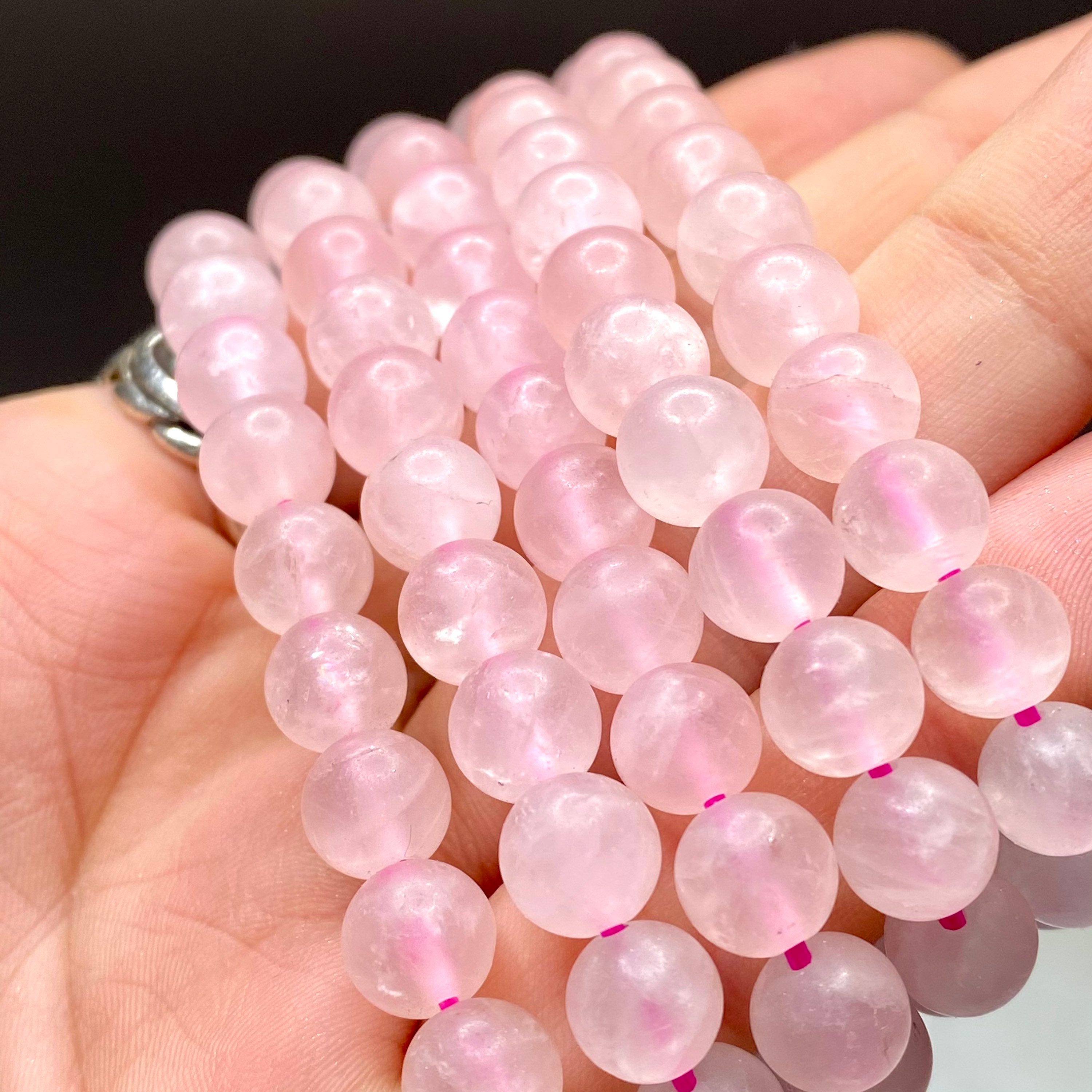 Rose Quartz Bracelet: 8mm Matte Gemstone Beads