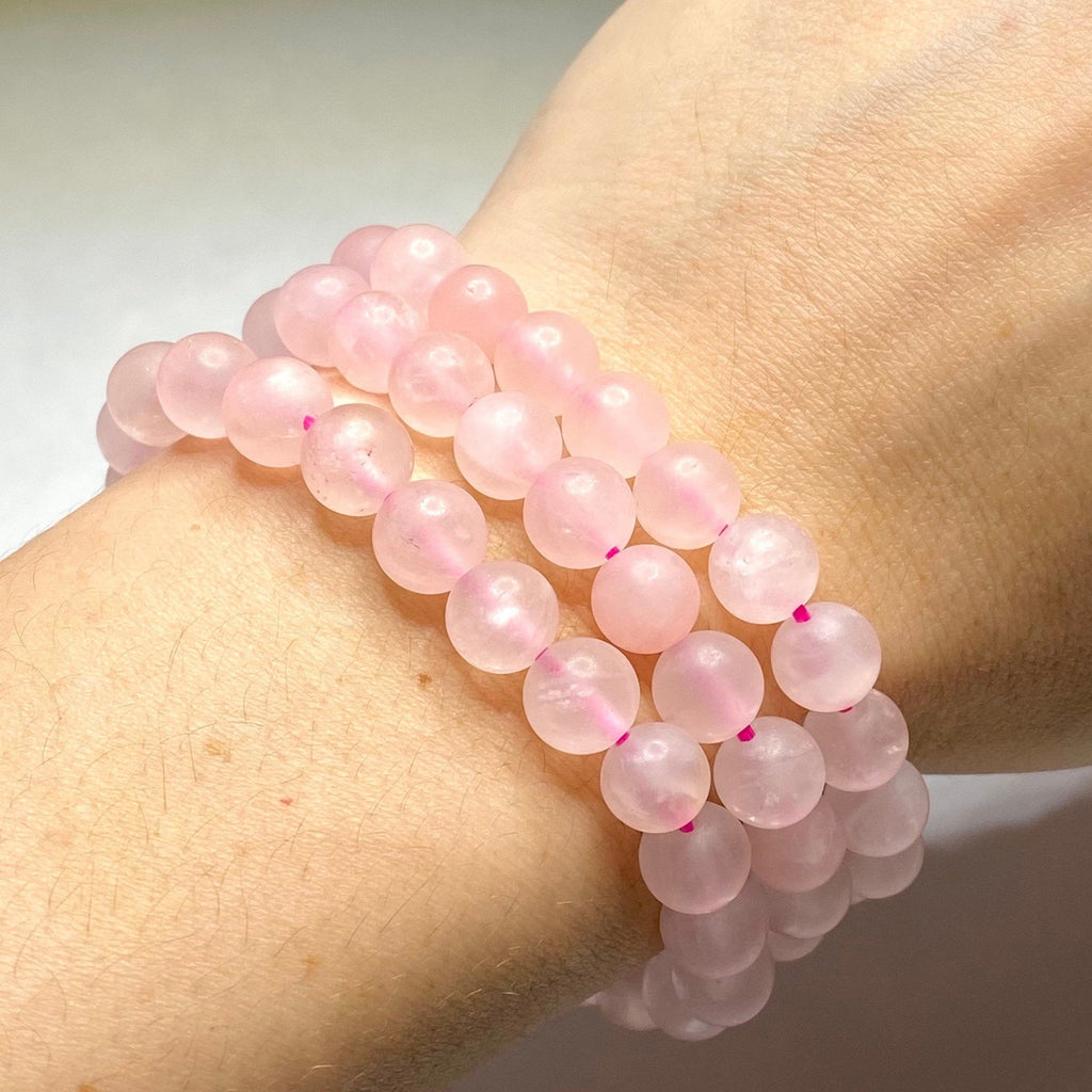 Rose Quartz Bracelet: 8mm Matte Gemstone Beads