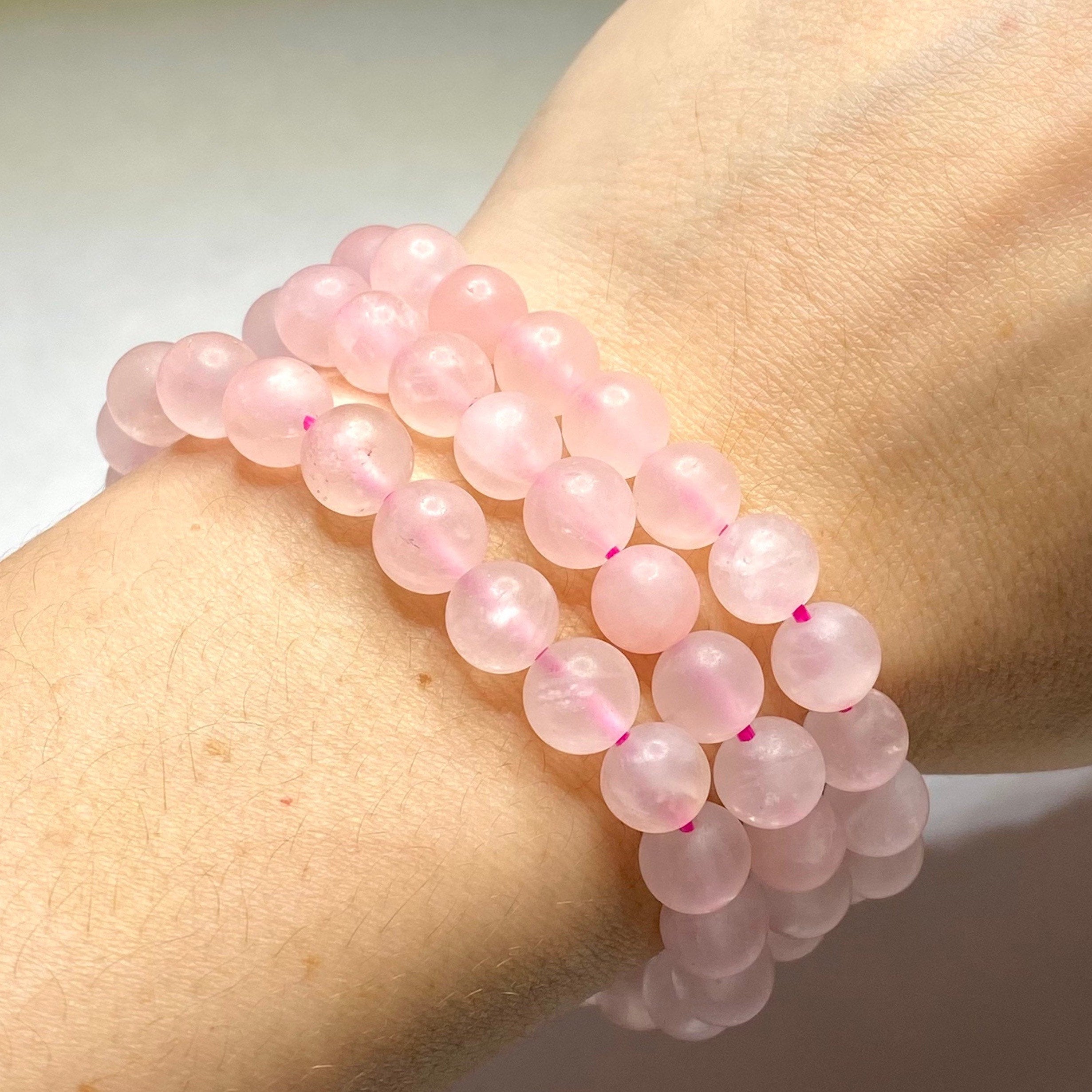 Rose Quartz Bracelet: 8mm Matte Gemstone Beads