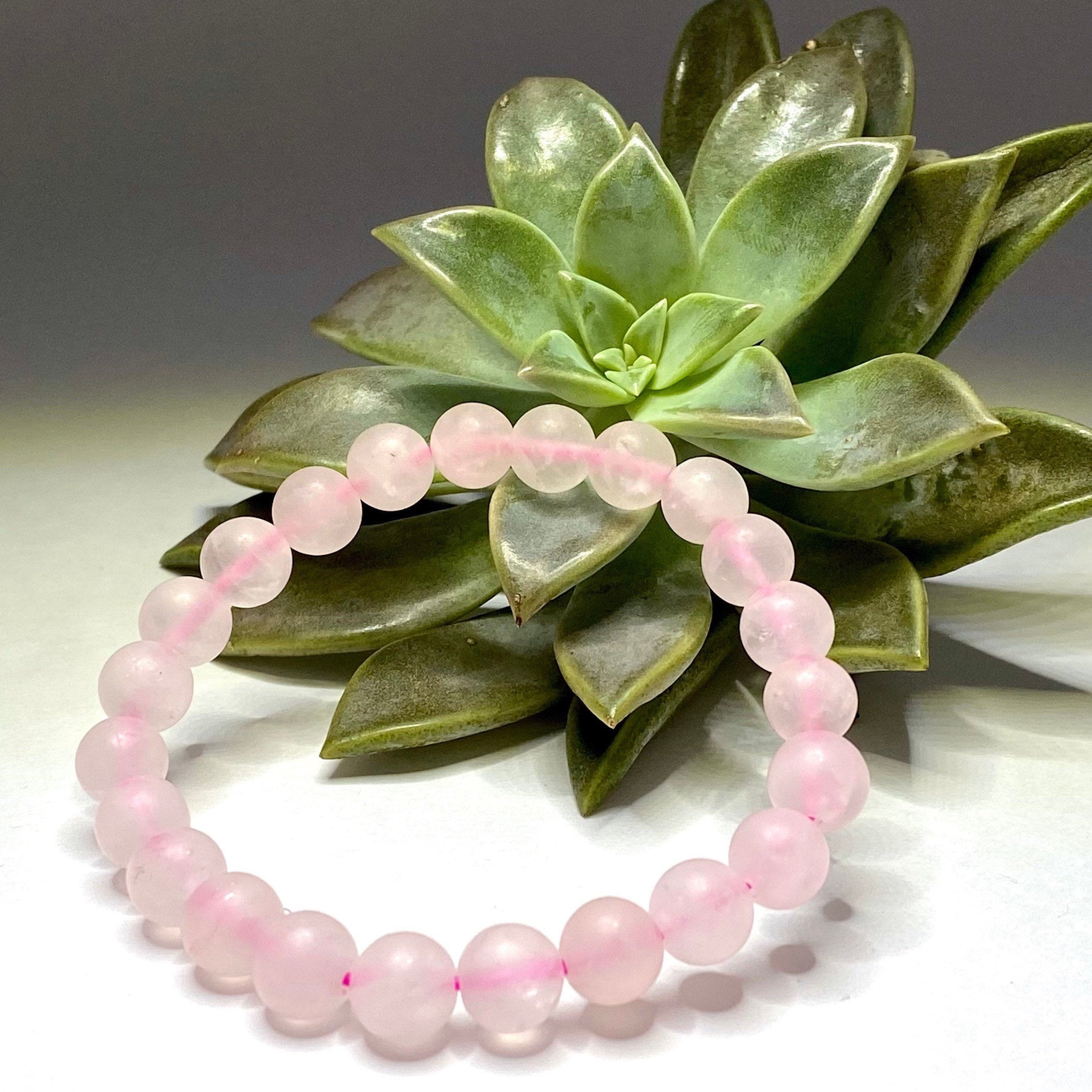 Rose Quartz Bracelet: 8mm Matte Gemstone Beads