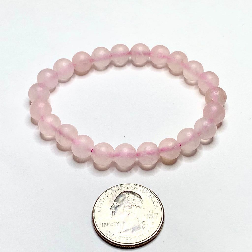 Rose Quartz Bracelet: 8mm Matte Gemstone Beads