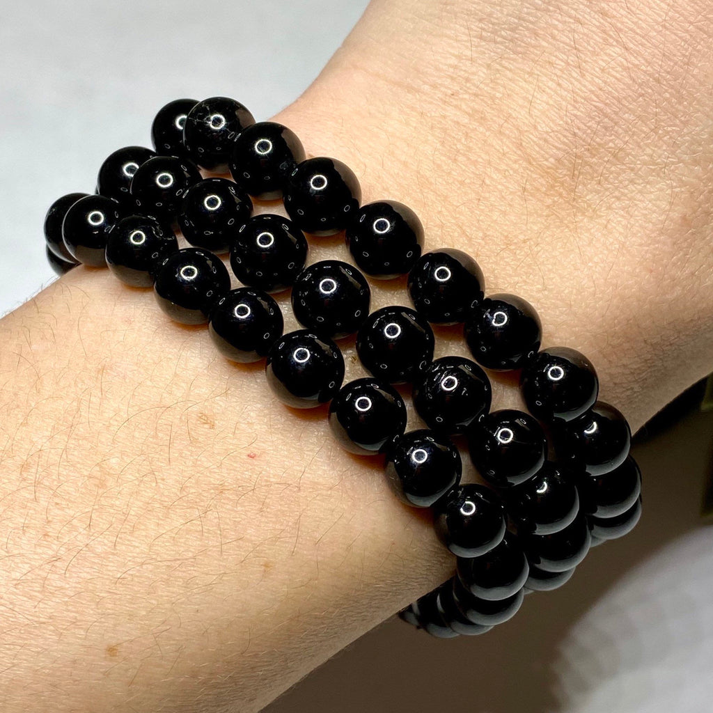 Black Tourmaline Crystal Bracelet - Handmade Gemstone Beaded Bracelet 4mm, 6mm, 8mm