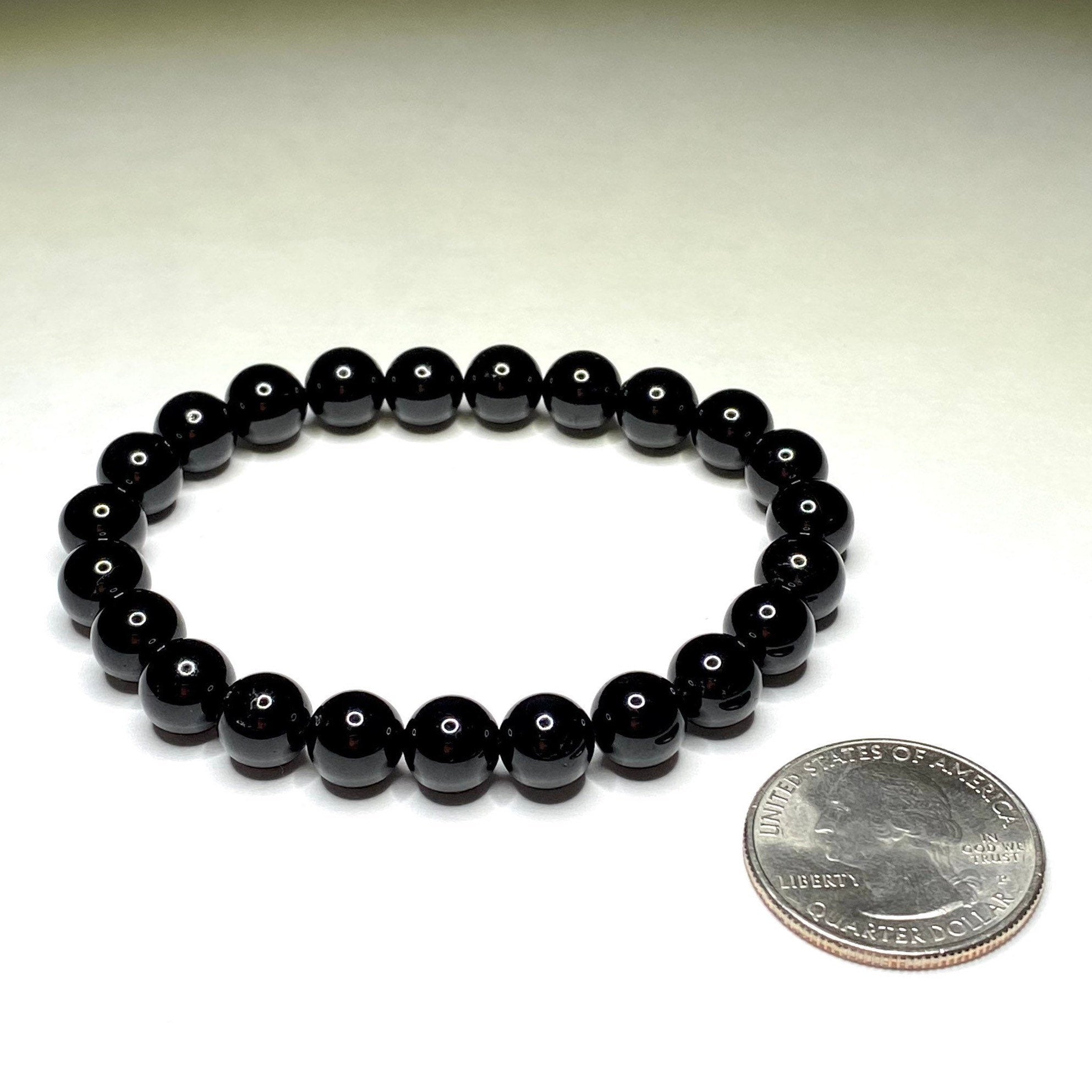 Black Tourmaline Crystal Bracelet - Handmade Gemstone Beaded Bracelet 4mm, 6mm, 8mm