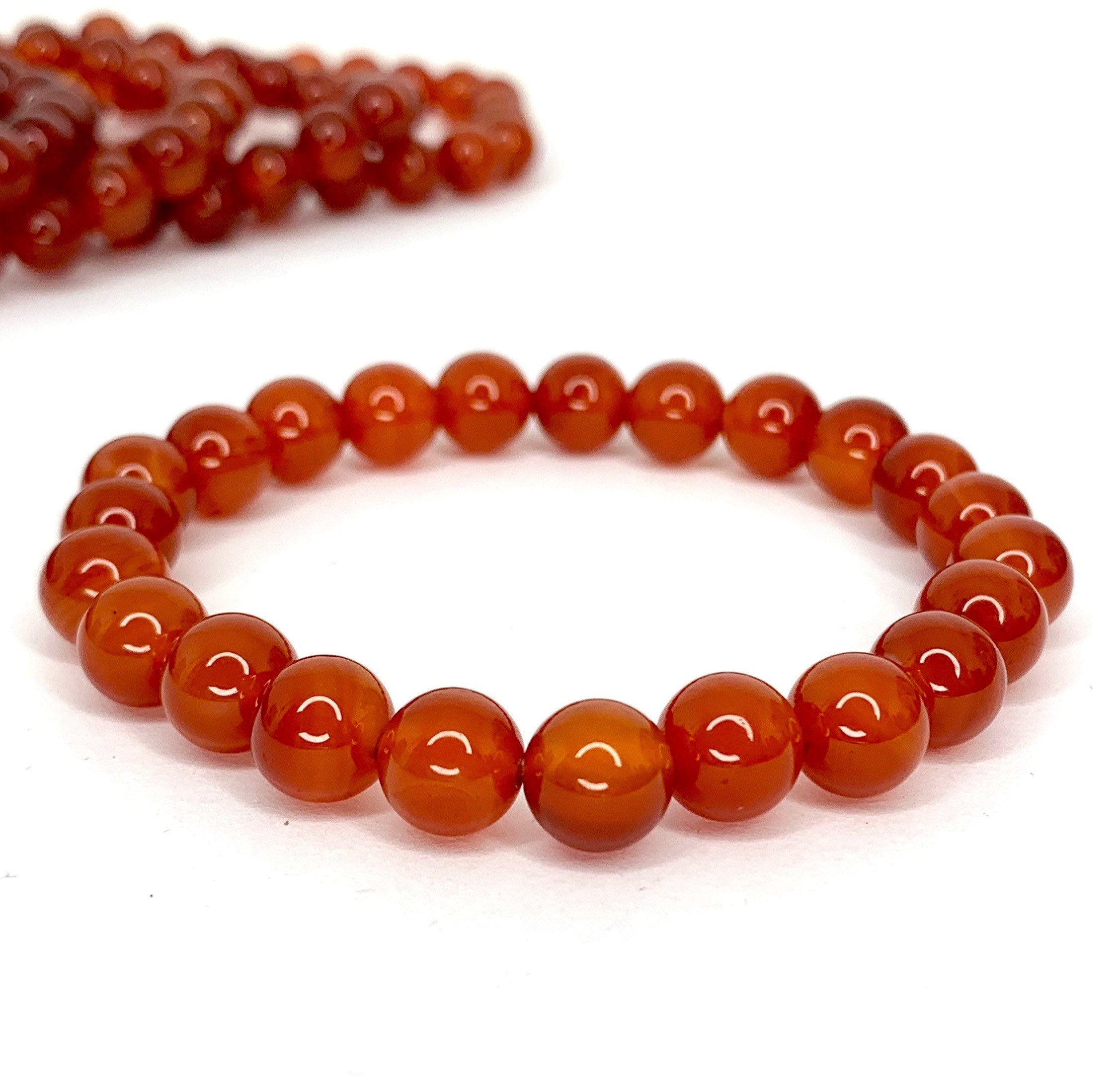 Red Agate Crystal Bracelet: Gemstone Beaded Stretch Bracelet