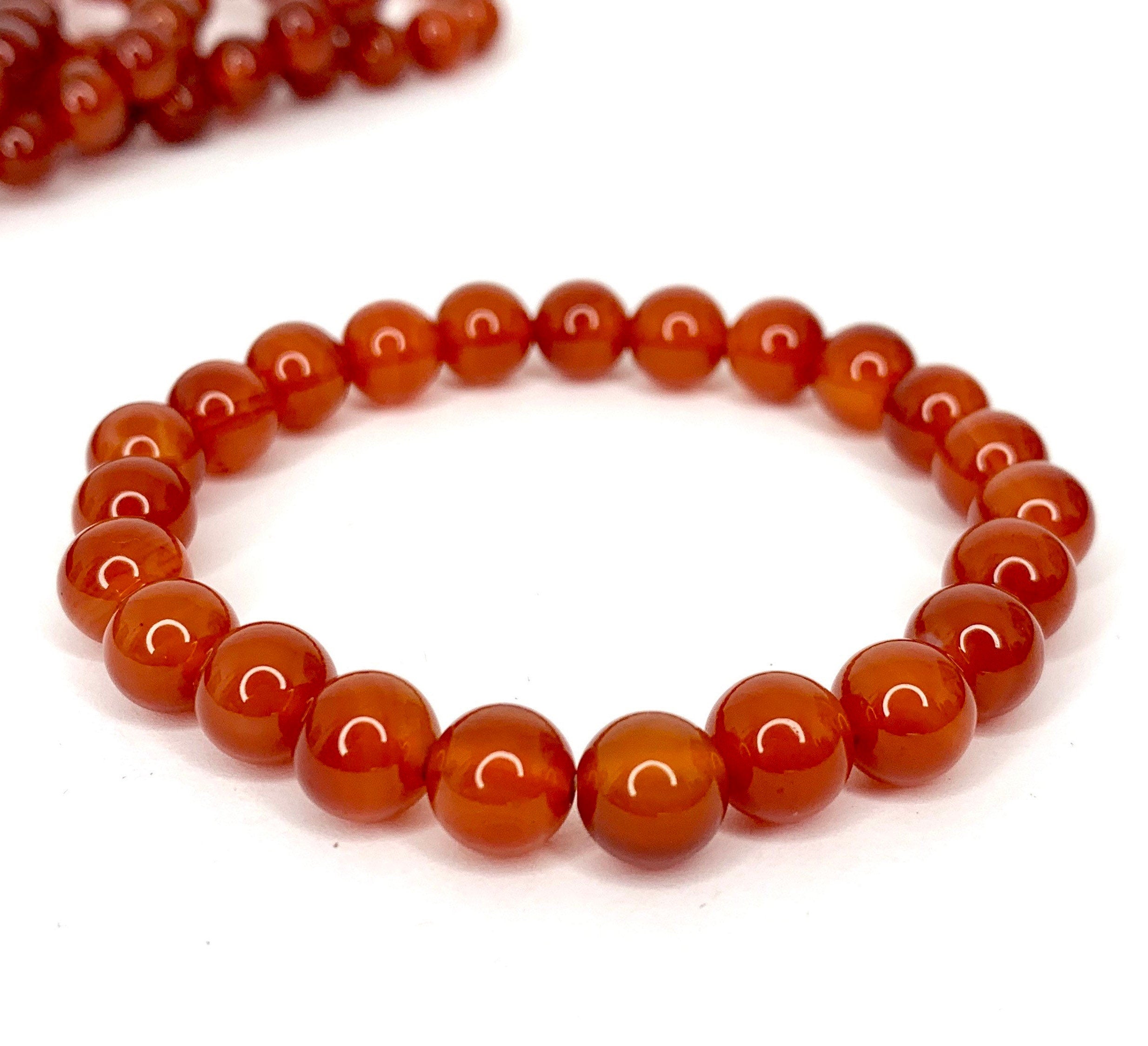 Red Agate Crystal Bracelet: Gemstone Beaded Stretch Bracelet